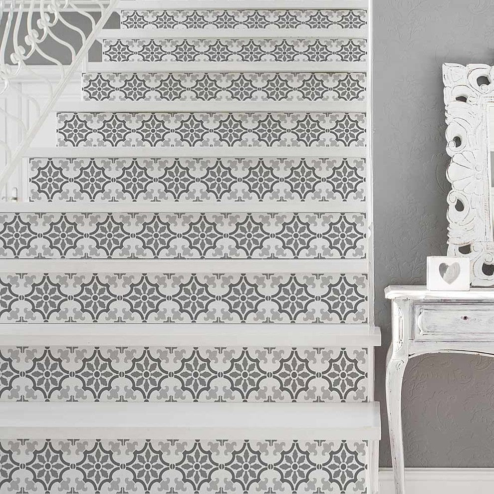 Fabiola Tile Stencil, Portuguese Tile Stencils, DIY Faux Tiles, Medium