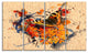Butterfly and Abstract Art on Paper, Floral Art Canvas Print, 48"x28", 4 Panels