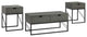 3 Piece Faux Shagreen Coffee Table and Side Tables - Grey