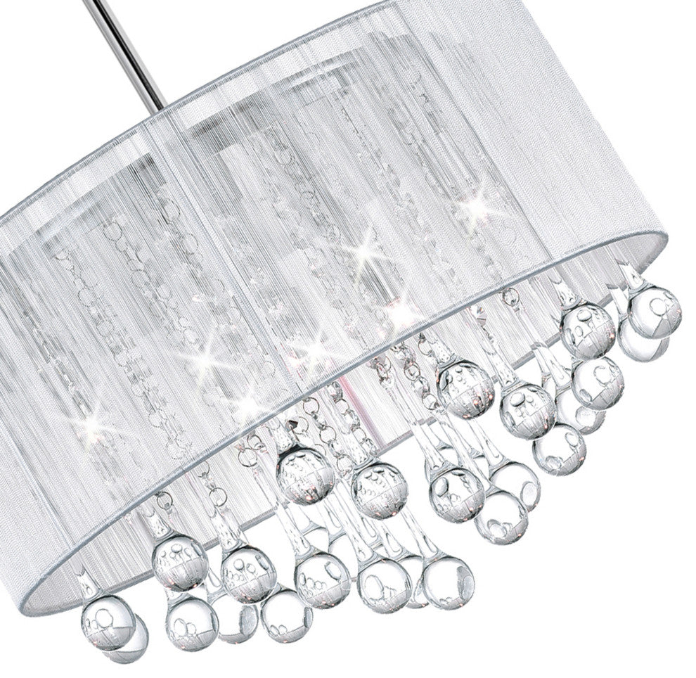 Water Drop 6 Light Drum Shade Chandelier With Chrome Finish