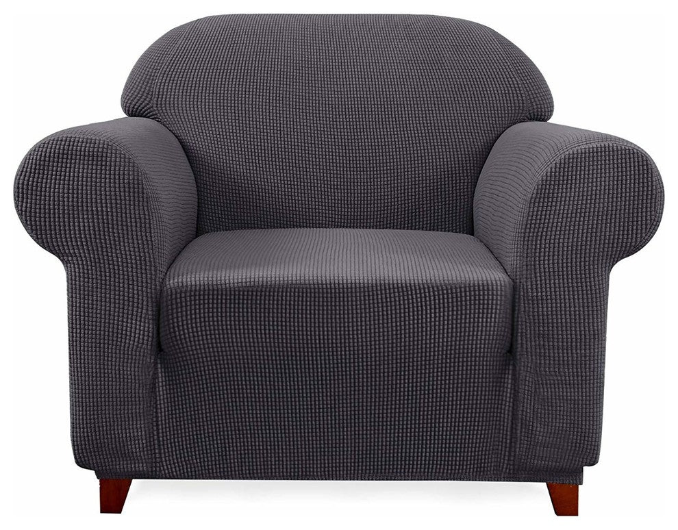 Subrtex 1-Piece Jacquard Stretch Armchair Loveseat Sofa slipcover, Gray, Chair
