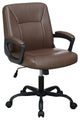 Benzara BM266478 Office Chair With Curved Arms and Leatherette Upholstery, Brown