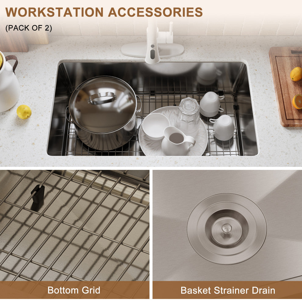 31in Undermount Single and Double Bowl 18 Gauge Stainless Steel Kitchen Sink, Single