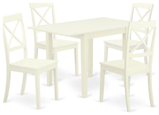Dining Set 5 Pc- 4 Chairs, Table, Linen White Chair Seat, Linen White Frame.