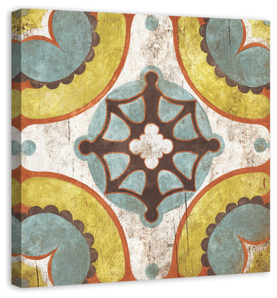 Yellow Moroccan Tile 36x36 Canvas Wall Art