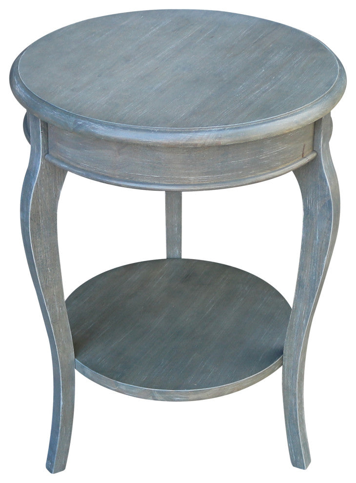 Cambria Round End Table, Heather Grey-Antique Washed