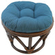 18" Round Solid Twill Tufted Footstool Cushion, Indigo