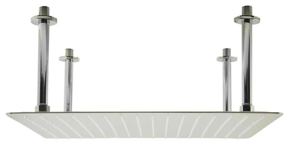 20" Rectangular Brushed Solid Stainless Steel Ultra Thin Rain Shower Head, Brush