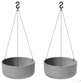 Pure Series Hanging Kona Bowl 14" Planter, Gray, 2 Pack