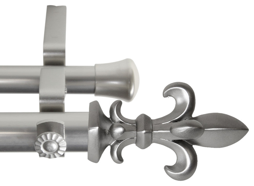 Silas 1" Diameter Double Curtain Rod, Satin Nickel, 160-240"
