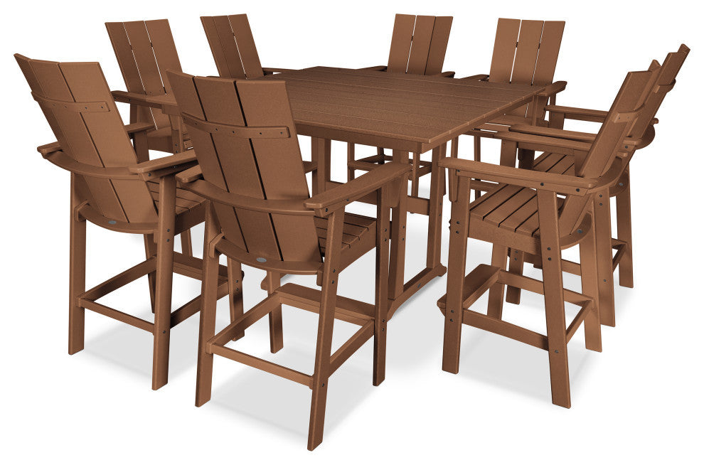 POLYWOOD Modern Adirondack 9-Piece Farmhouse Bar Set