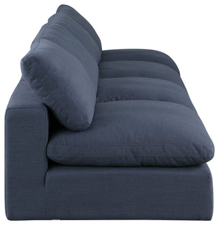 Comfy Upholstered Modular Sofa, Navy, 4-Piece: 4 Armless Chair, Linen Textured Fabric