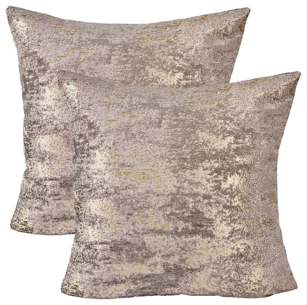 Kasula Jacquard Chenille Pillow Cover 2 Piece Set, Light Brown, 20" X 20"