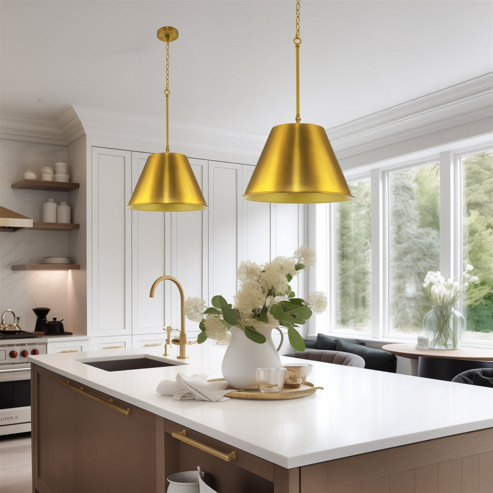 Kira Home Vida 18" Pendant Light, Metal Empire Shade, Adjustable Hanging Height
