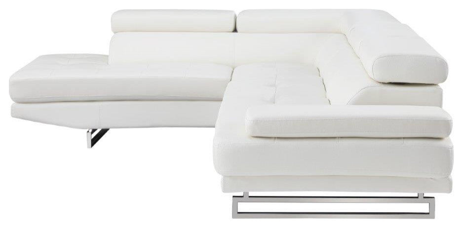 Brooklyn White Leather Air Sectional Left Arm Facing
