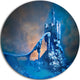 Old Blue Castle, Contemporary Round Metal Wall Art, 23"