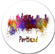 Portland Skyline, Cityscape Disc Metal Wall Art, 36"