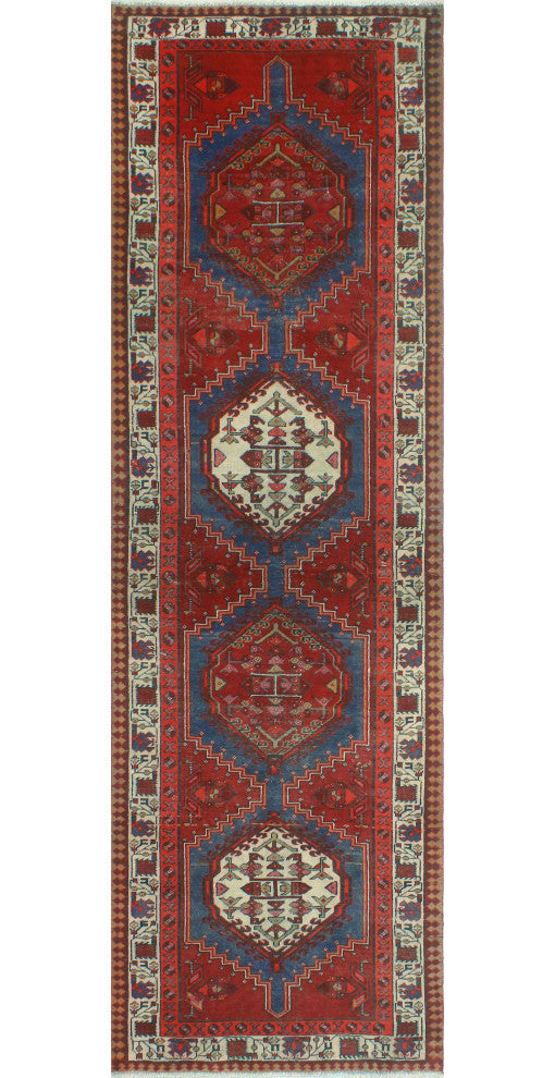 Fine Vintage Distressed Sabirah Navy/Ivory Runner, 3'3x10'10