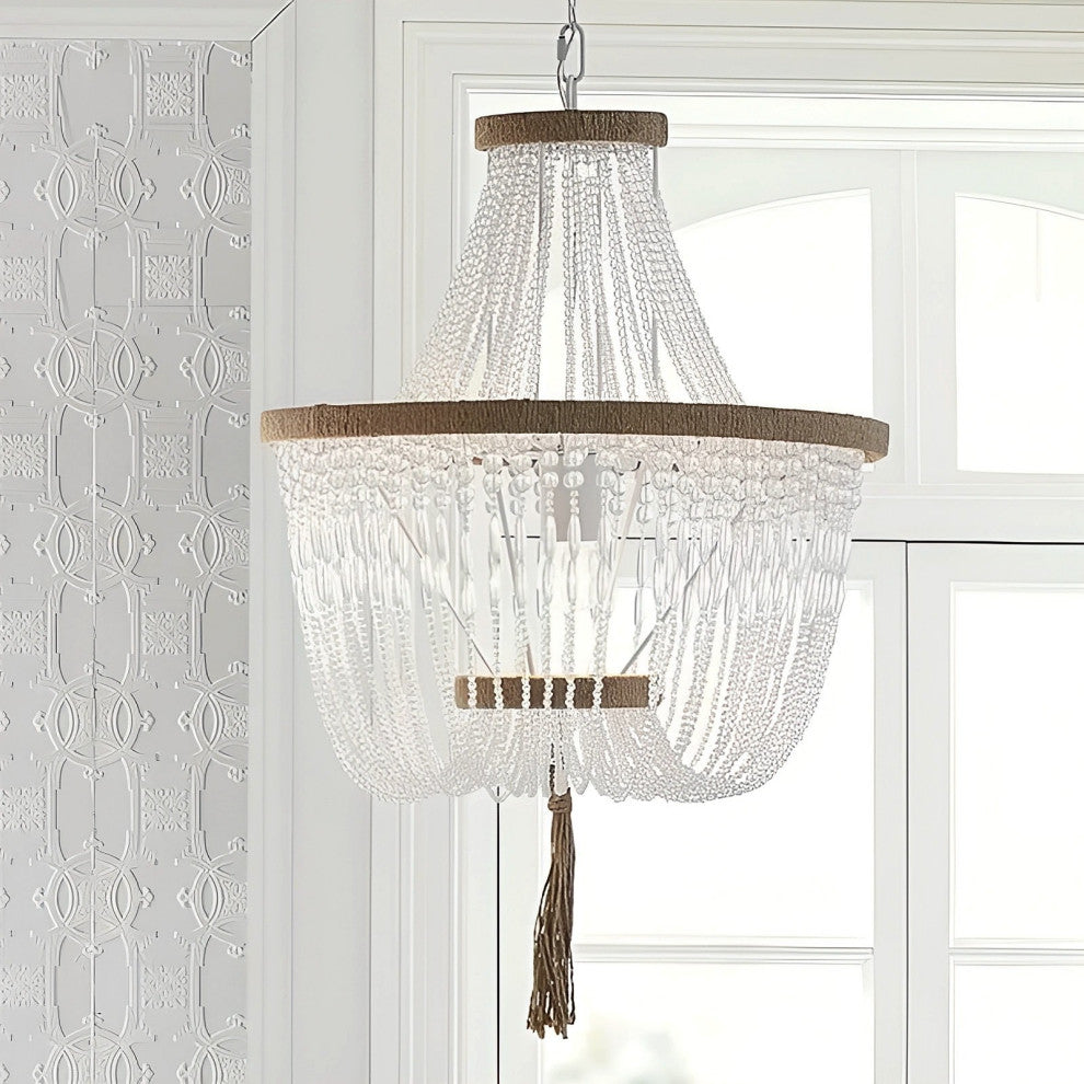 Modern Pink/Beige Wood Led Pendant Lamp For Bedroom, Kitchen, Pd914