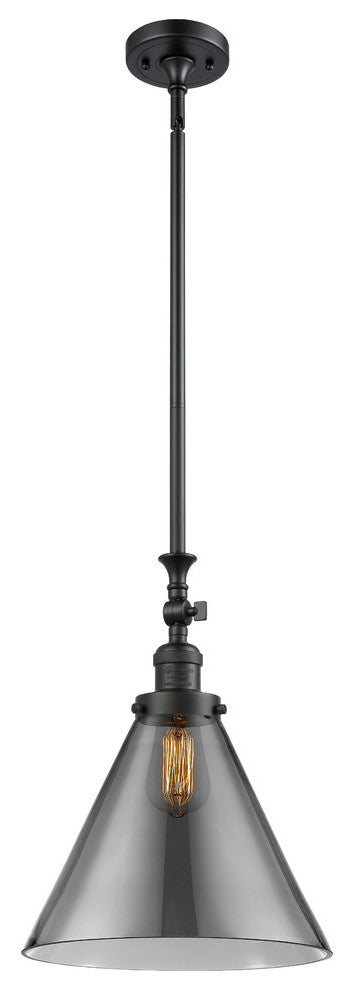 X-Large Cone 1-Light Mini Pendant, Matte Black, Plated Smoke