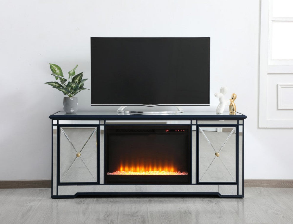 Elegant MF60160BL-F2 Modern 60" Mirrored Tv Stand