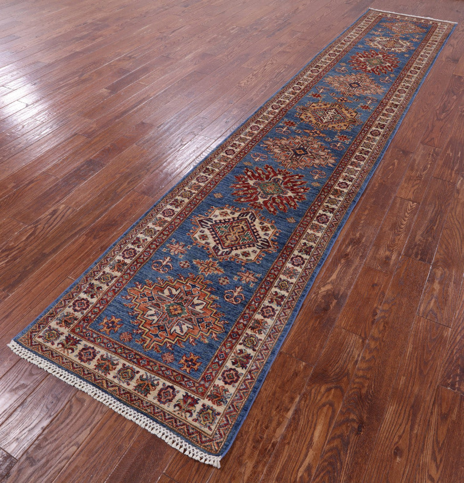 2' 9" X 13' 4" Super Kazak Handmade Wool Runner Rug - Q12997