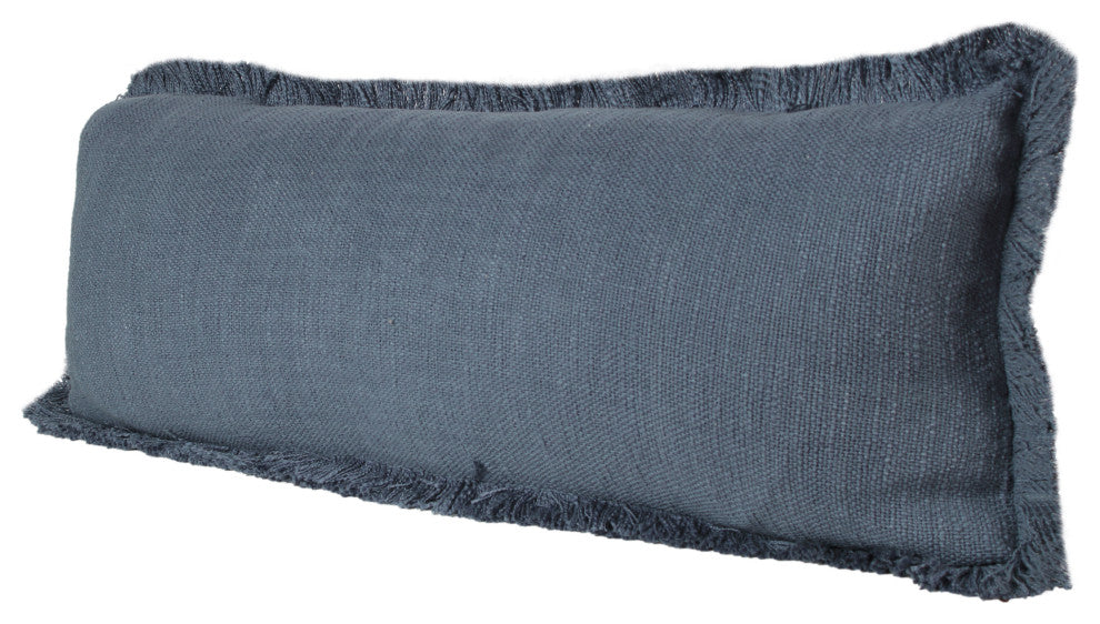 Ox Bay Handwoven Navy Blue Distressed Organic Cotton Pillow Cover, 14"x36"