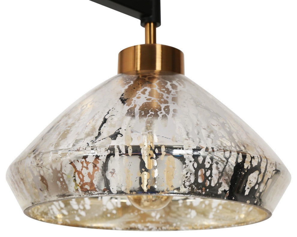 LNC Matte Black Modern Mercury Glass Lighting, 3 Lights, Island Pendant Light