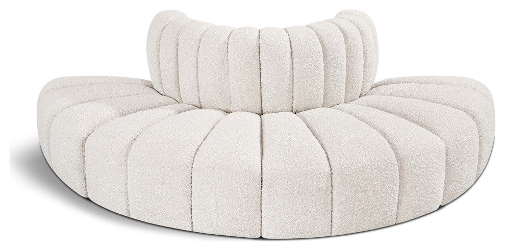 Arc Upholstered Outward Curved Modular Sectional, Cream, 4-Piece: Reverse Corner (4), Boucle Fabric