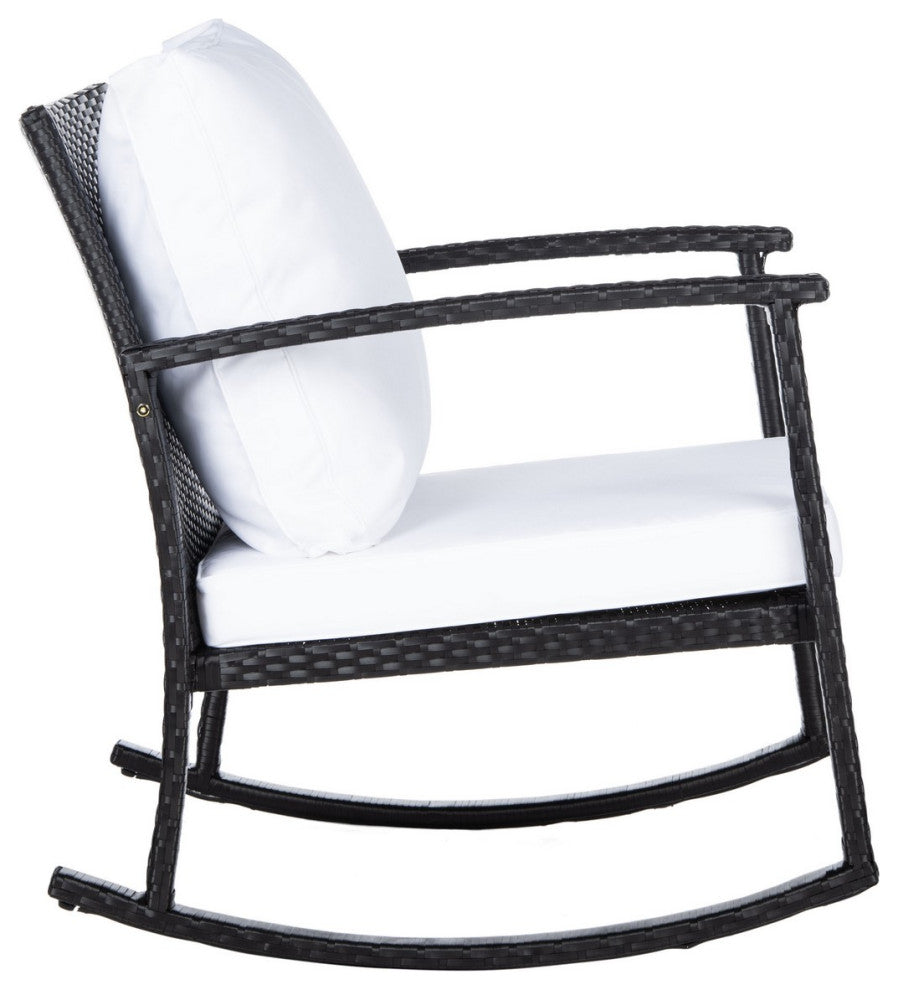 Safavieh Outdoor Daire Rocking Chair Black/White Cushion