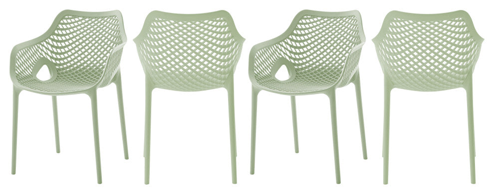 Mykonos Outdoor Patio Dining Chair (Set of 4), Mint, With Arms