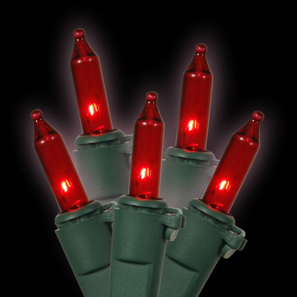 Vickerman W4G0503 50 Red Mini-Light On Green Wire, 16' Christmas Light Strand