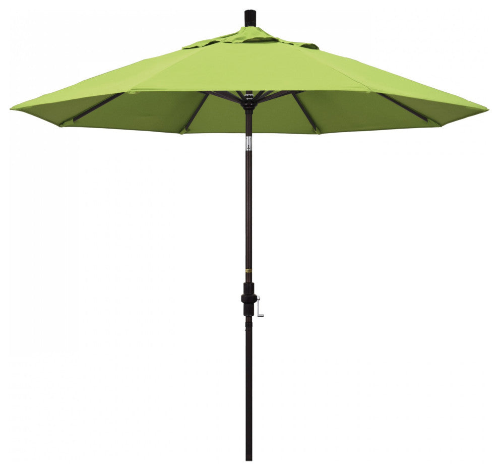 9' Bronze Collar Tilt Crank Lift Aluminum Umbrella, Parrot