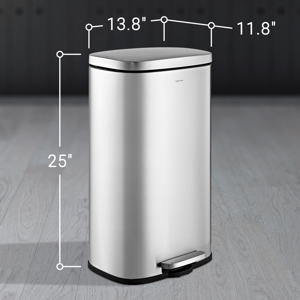 Curtis 8-Gallon Step-Open Trash Can, Chrome