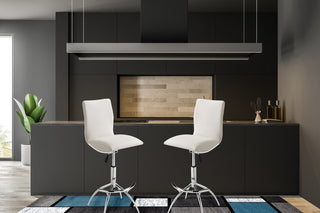 Adjustable and Swivel Leatherette Barstool Soft White, Set of 2