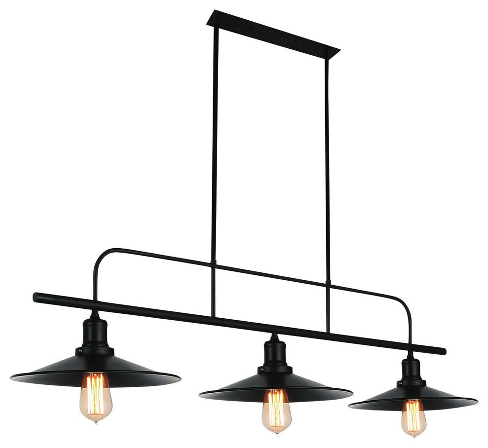 48" 3-Light Black Pool Table-Light