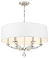 Mirage 6 Light Chandelier in Polished Nickel with Hand Cut Crystal Beads
