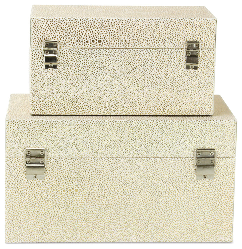 Galena "Double Happiness" Faux Shagreen Box Set, White Gold