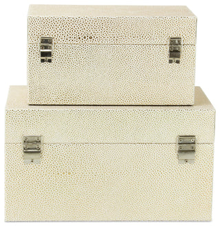 Galena "Double Happiness" Faux Shagreen Box Set, White Gold