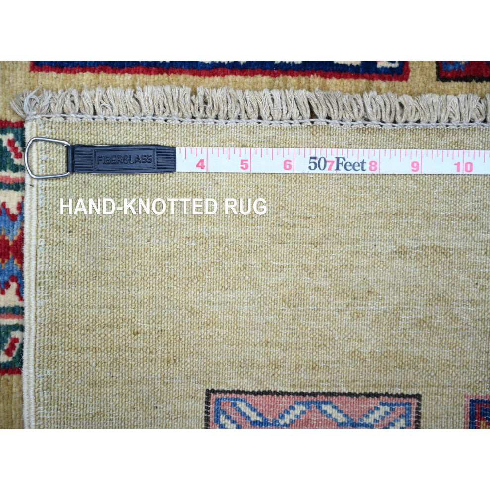 Camel Brown 100% Wool Afghan Super Kazak Hand Knotted Oriental Rug, 5'11"x8'6"