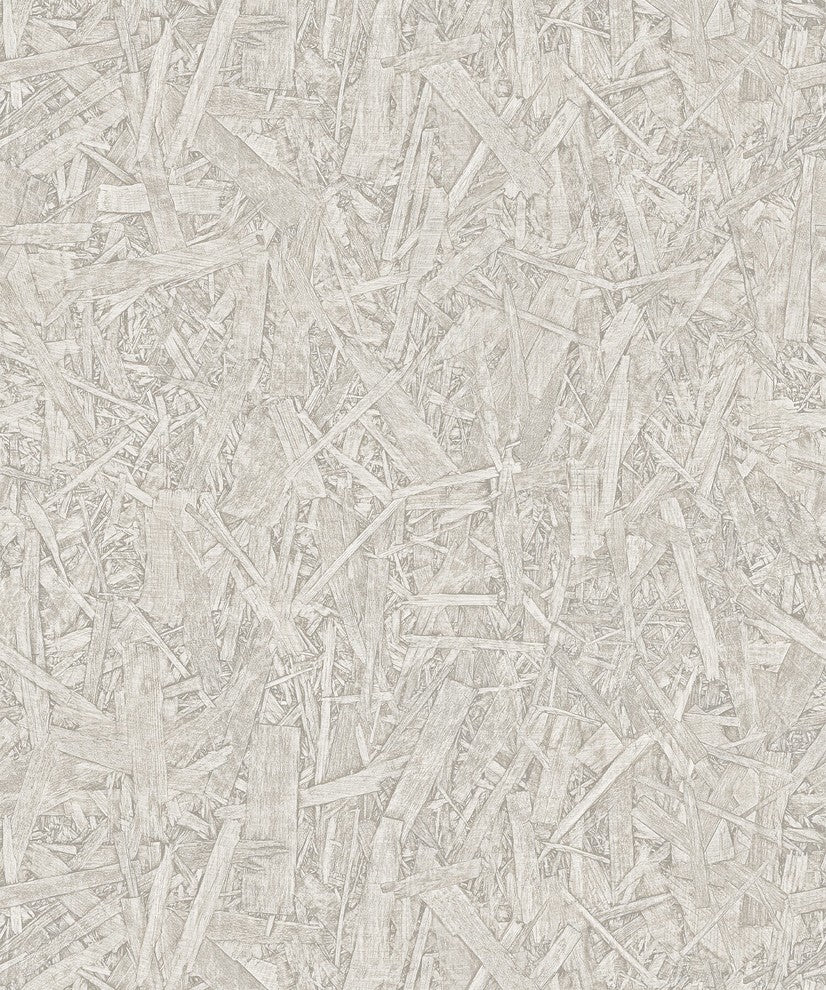 Natural Faux 2, Geometric Stone Wood Rustic Wallpaper, Gray, Roll, 21"x33''