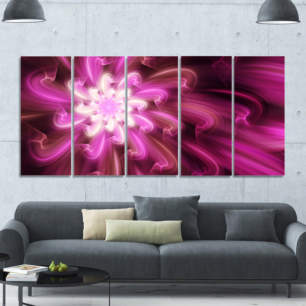 Exotic Dance of Purple Flower Petals, Floral Canvas Art Print, 60"x28", 5 Panels