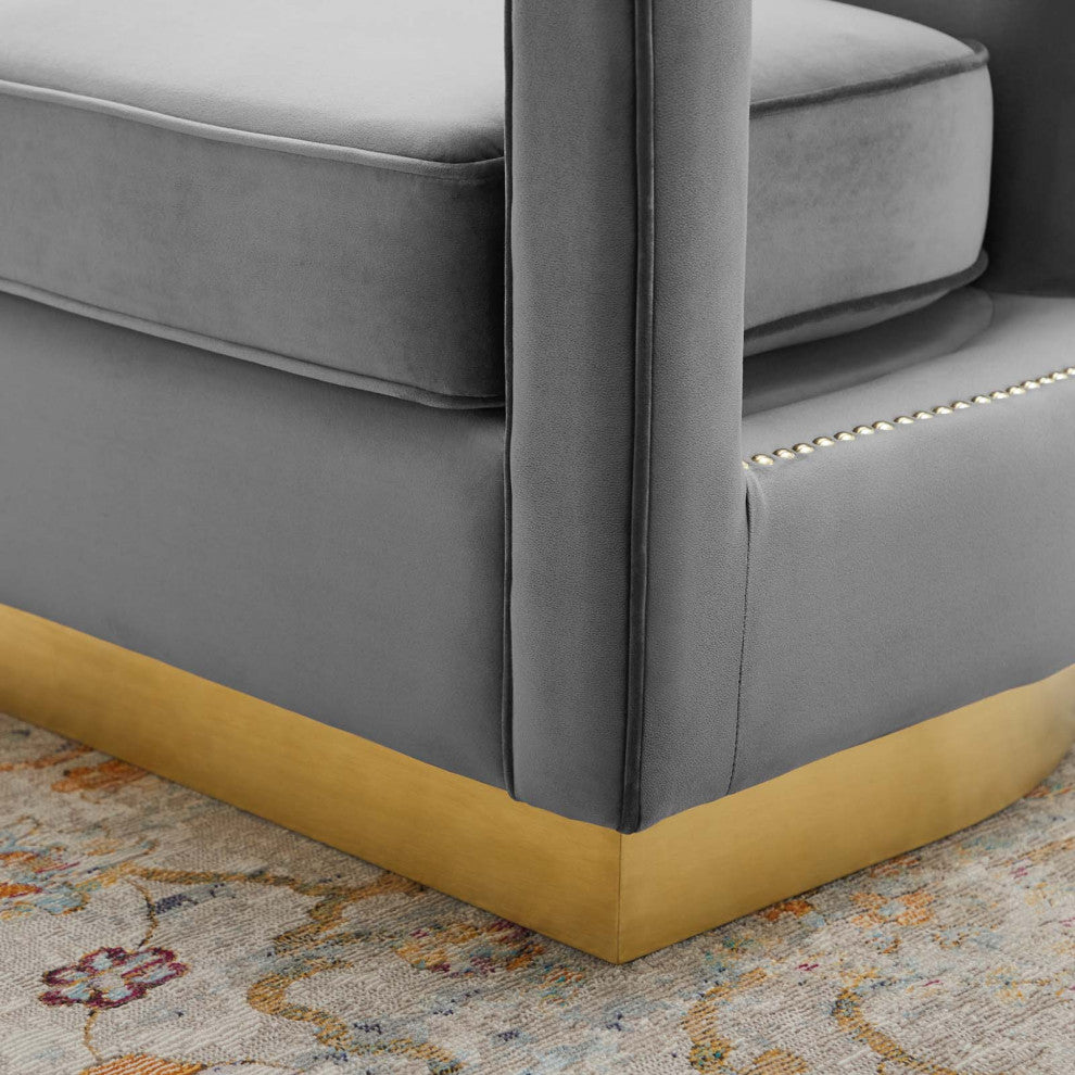 Armchair Accent Chair, Velvet, Gray, Modern, Living Lounge Hospitality
