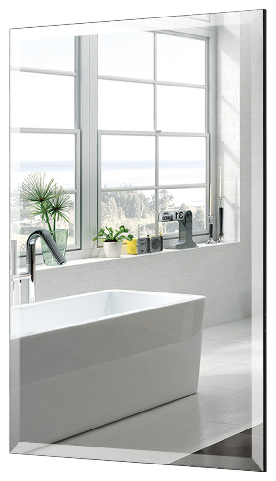 24''X36''Rectangle Mirror Wall Mounted Bathroom Beveled Silver Mirror Frameless