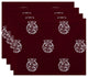Fancy-Bulb, Holiday Print Placement, Cranberry And Burgundy, Set of 4