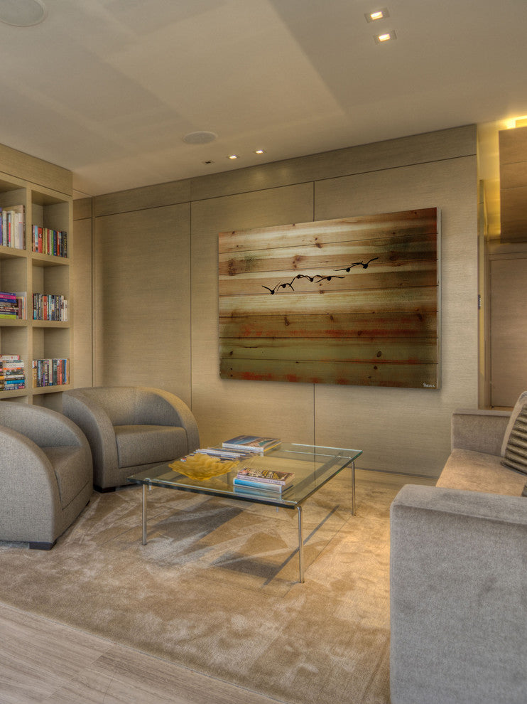 "Sun Flight" UV Ink Print on Natural Pine Wood, 60"x40"