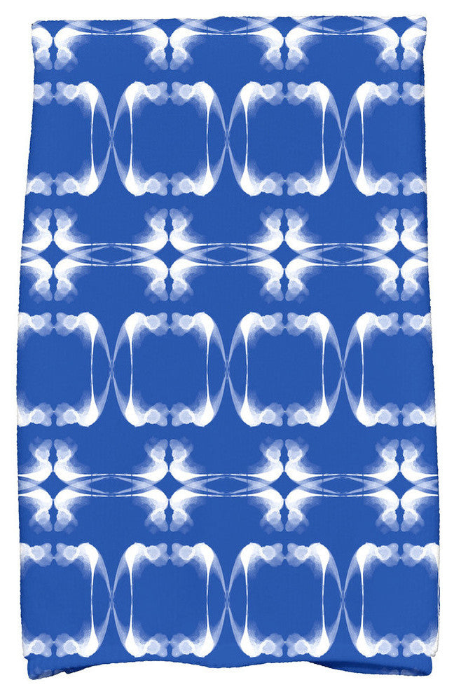 18"x30" Summer Picnic, Geometric Print Hand Towel, Blue