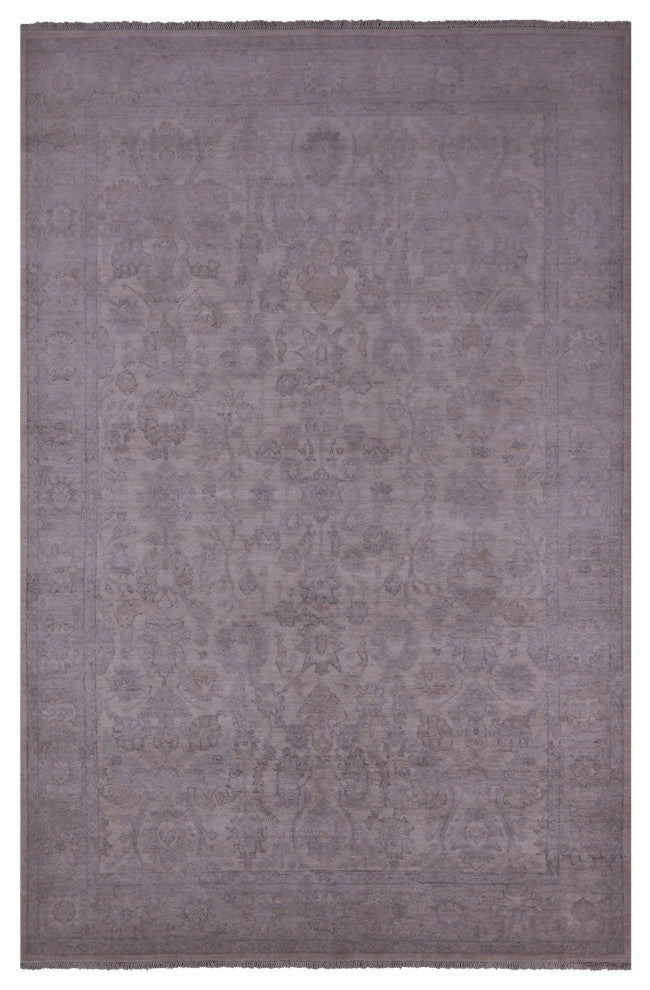 Hand-Knotted Peshawar White Wash Wool Rug 6' 0" X 9' 2" Q9529