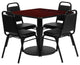 Dyersburg 5pcs Table Set Square 36" Mahogany Laminate, Black Banquet Chair