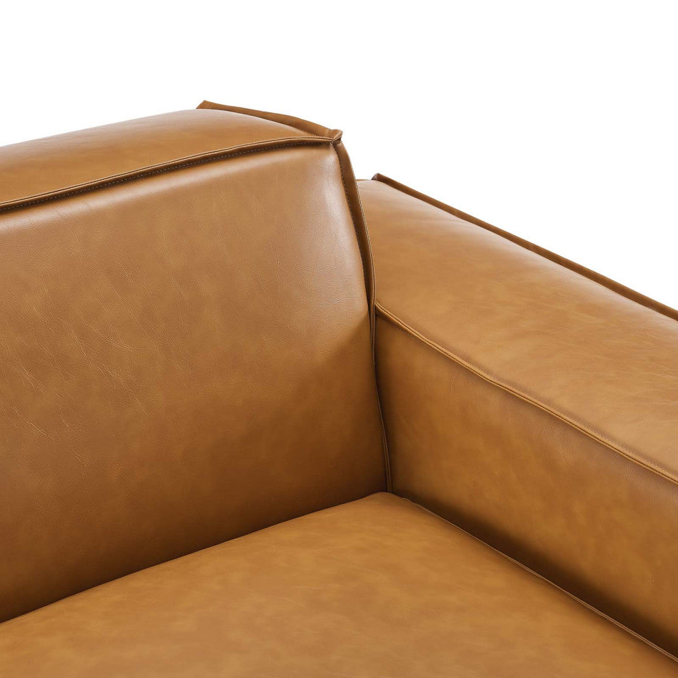 Sectional Sofa Set, Faux Vegan Leather, Tan, Modern, Living Lounge Hospitality
